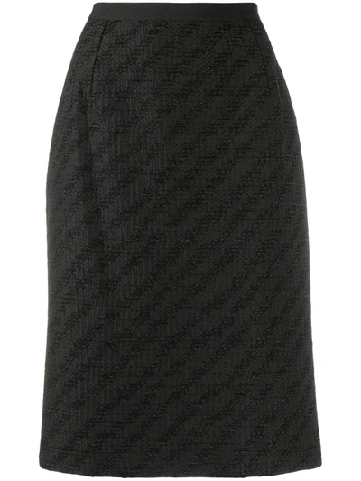 Shop Dolce & Gabbana Diagonal Pattern Pencil Skirt In Black