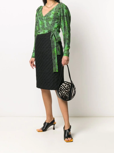 Shop Dolce & Gabbana Diagonal Pattern Pencil Skirt In Black
