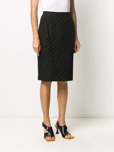 Shop Dolce & Gabbana Diagonal Pattern Pencil Skirt In Black