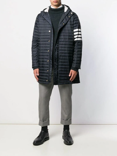 Thom Browne Downfill Hooded Football 4-bar Parka In Blue