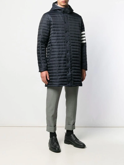 Thom Browne Downfill Hooded Football 4-bar Parka In Blue