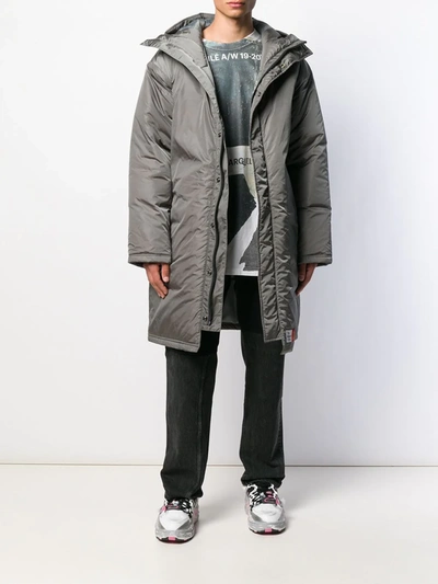 Shop Martine Rose Hooded Padded Coat In Grey