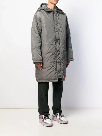 Shop Martine Rose Hooded Padded Coat In Grey