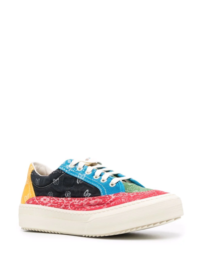 Rhude Men's Colorblock Bandana-print Low-top Sneakers In Blau