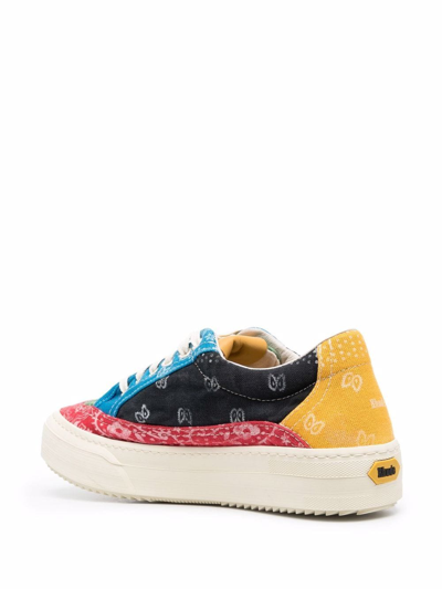 Rhude Men's Colorblock Bandana-print Low-top Sneakers In Blau