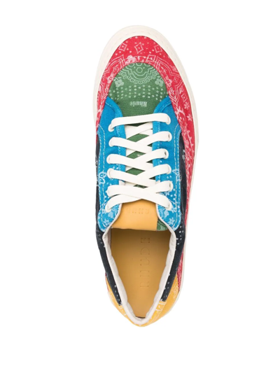 Rhude Men's Colorblock Bandana-print Low-top Sneakers In Blau