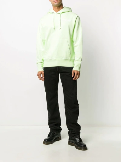 Shop Helmut Lang Chest Logo Hoodie In Green