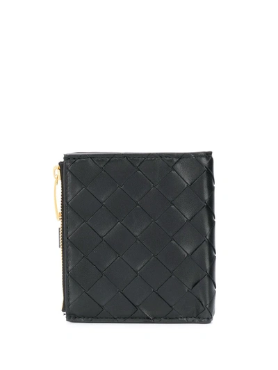Shop Bottega Veneta Intrecciato Weave Compact Wallet In Black