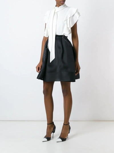 Shop Lanvin Stitching Detail Skirt In Black