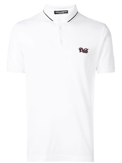 Shop Dolce & Gabbana Embroidered Logo Polo T-shirt In White