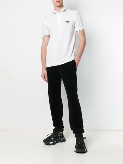 Shop Dolce & Gabbana Embroidered Logo Polo T-shirt In White