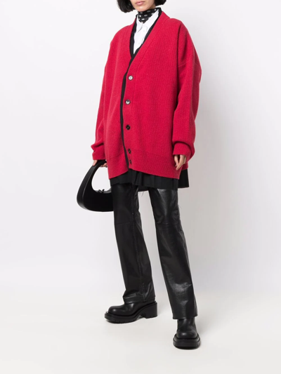 Raf Simons Layered Wool Cardigan In Rot