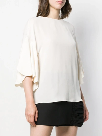 Valentino Tulip Sleeve Blouse In White