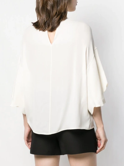 Valentino Tulip Sleeve Blouse In White