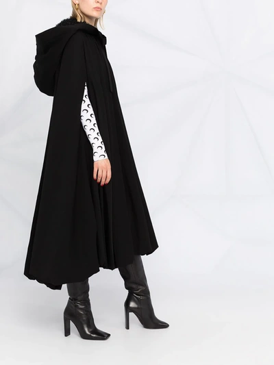Shop Comme Des Garçons Long Hooded Wool Cape In Black