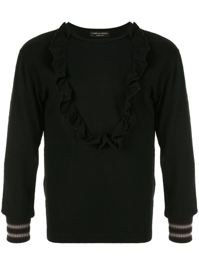 Pre-owned Comme Des Garçons Ruffle Trim Jumper In Black