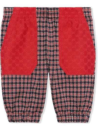 Shop Gucci Houndstooth Loose Trousers In Red