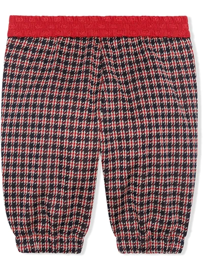 Shop Gucci Houndstooth Loose Trousers In Red