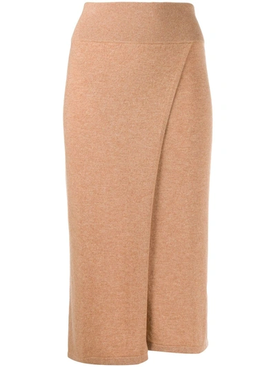 Shop Cashmere In Love Lucia Wrap Knitted Skirt In Neutrals