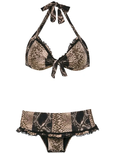 Shop Amir Slama Printed Bikini Set In Black