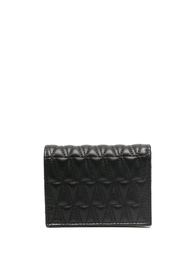 Shop Versace Virtus Quilted Bifold Wallet In Black