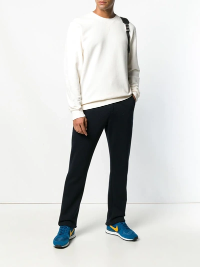 Shop Sunspel Long-sleeve Crewneck Sweatshirt In White