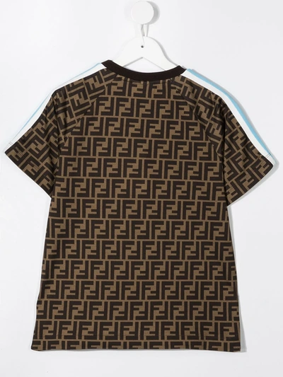 Shop Fendi Ff-logo Cotton T-shirt In Brown