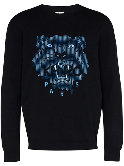 Shop Kenzo Tiger Motif Print Sweatshirt In Blue