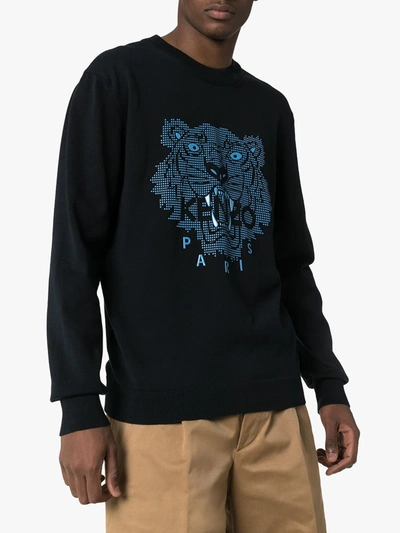 Shop Kenzo Tiger Motif Print Sweatshirt In Blue