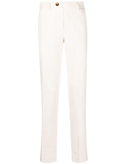 Shop Brunello Cucinelli Straight-leg Cotton Trousers In Weiss