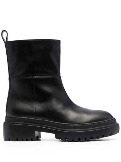 L'autre Chose Leather Ankle Boots In Schwarz