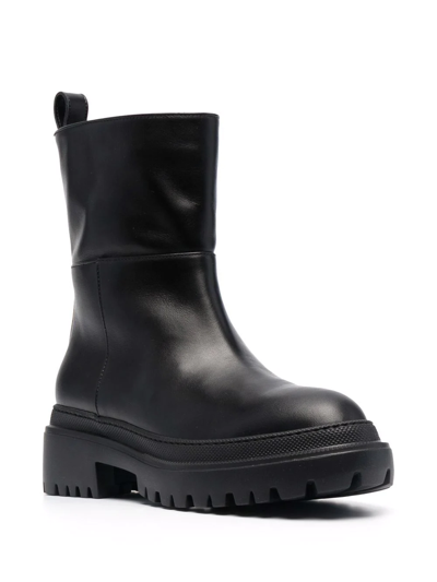 L'autre Chose Leather Ankle Boots In Schwarz