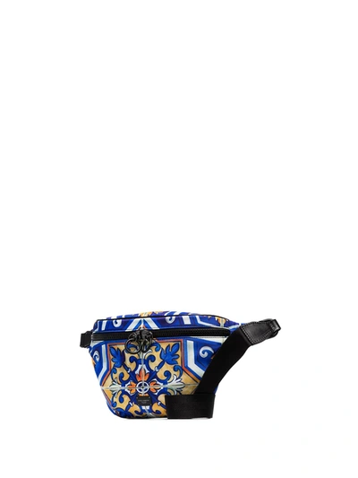 Shop Dolce & Gabbana Tile-print Crossbody Belt Bag In Blue