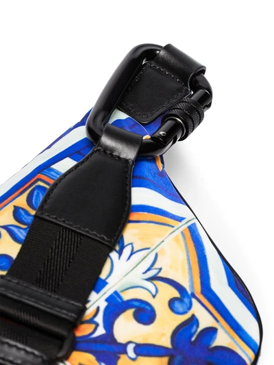 Shop Dolce & Gabbana Tile-print Crossbody Belt Bag In Blue