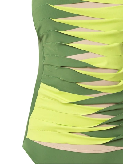 Shop Amir Slama Sleeveless Printed Swimsuit In Green