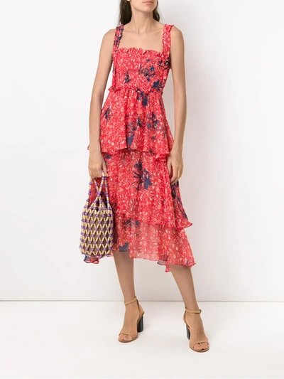 Shop Clube Bossa Silk Midi Zelza Dress In Red