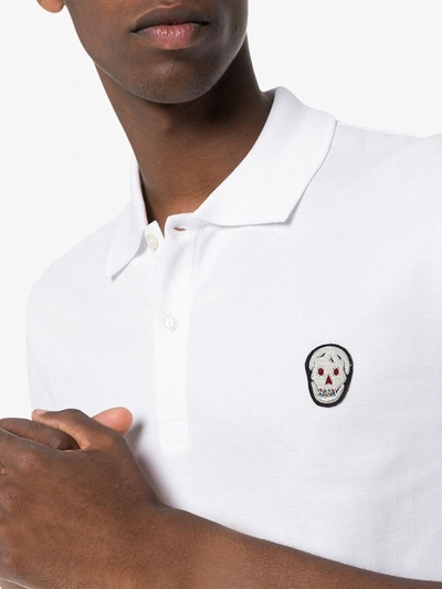 Shop Alexander Mcqueen Skull Logo-embroidered Polo Shirt In White