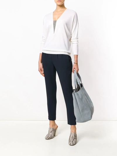 Brunello Cucinelli Tapered Cropped Trousers In Blue