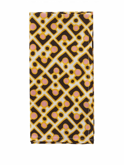 La Doublej Set Of 2 Geometric-print Table Mats In Weiss