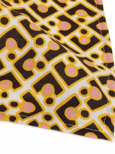 La Doublej Set Of 2 Geometric-print Table Mats In Weiss