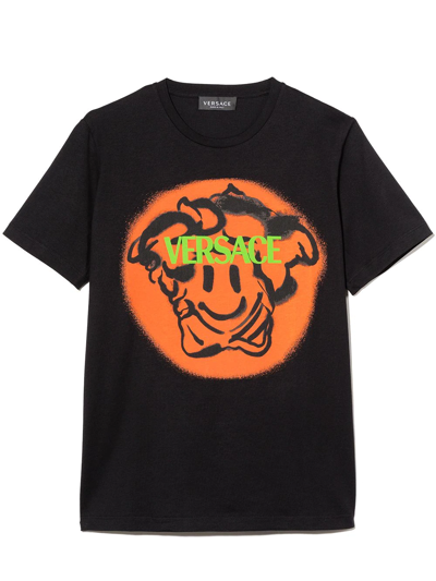 Shop Versace Medusa Smile Cotton T-shirt In Black