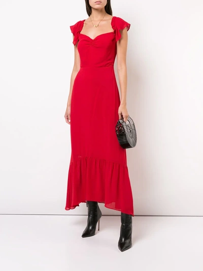 Shop Reformation Butterfly Frill Trim Dress In Red