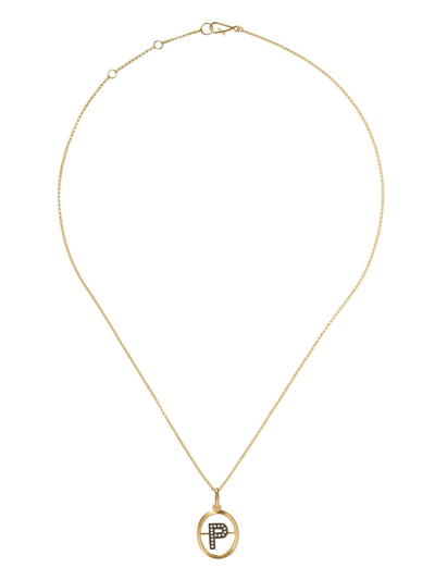 Shop Annoushka 14kt And 18kt Yellow Gold P Diamond Initial Pendant Necklace In 18ct Yellow Gold