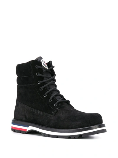 Shop Moncler Lace Up Boots In Black