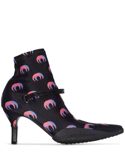 Marine Serre 50mm Moon Shadow Print Neoprene Boots In Black