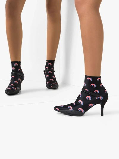 Marine Serre 50mm Moon Shadow Print Neoprene Boots In Black