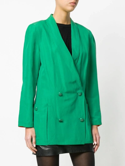 Pre-owned Versace Double-breasted Blazer In Green
