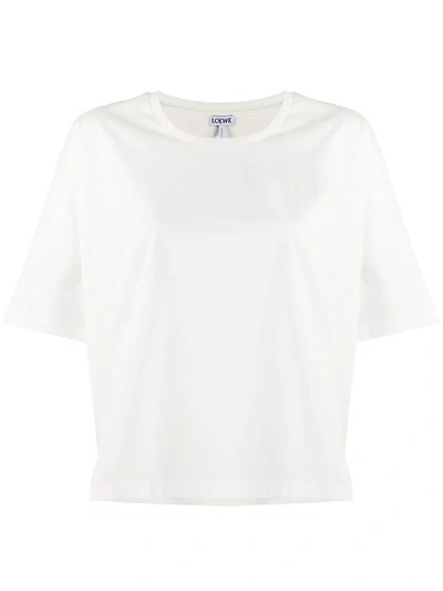 Shop Loewe Anagram Embroidered T-shirt In White