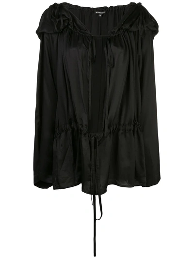 Shop Ann Demeulemeester Hooded Pleated Blouse In Black