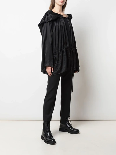 Shop Ann Demeulemeester Hooded Pleated Blouse In Black